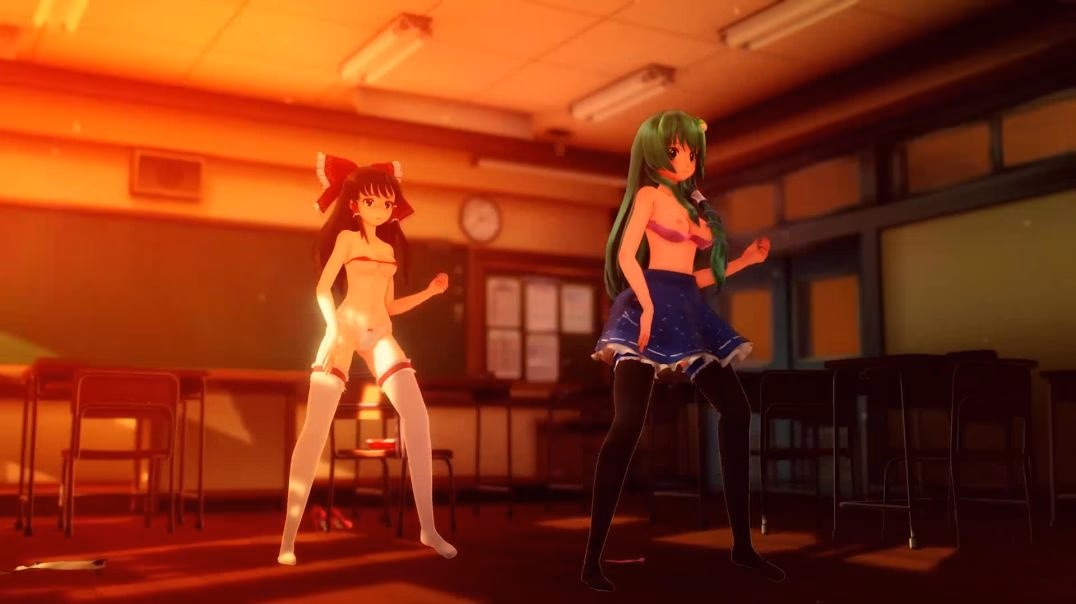 Sanae & Reimu Classroom Photoshoot - Persecution Complex Cellphone Girl / 被害妄想携帯女子