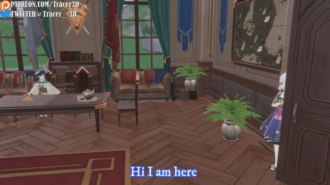 [tracer3D] 神里绫华 温迪 原神同人动画 Waiting in the office Ayaka & Venti (Genshin impact)